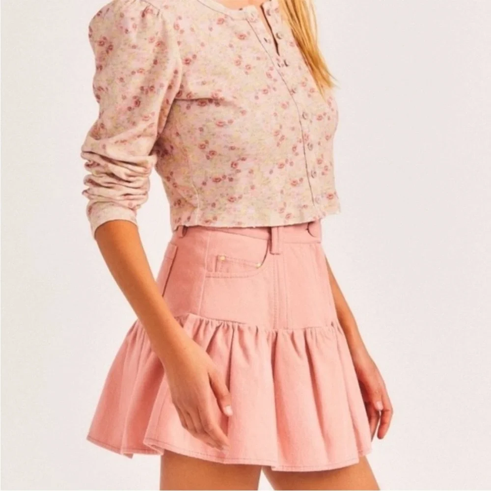 New LoveShackFancy Dock Mini Skirt Tuscany Pink Cotton 0 - Picture 7 of 12